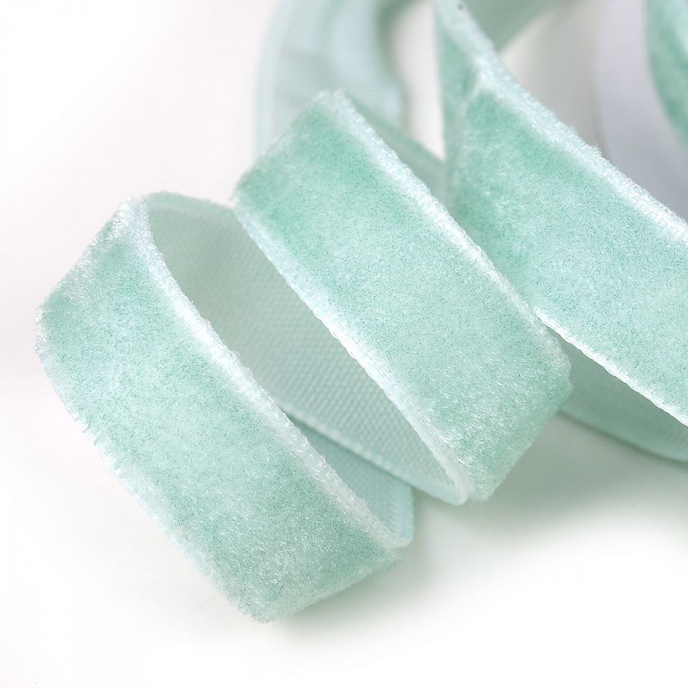 Лента бархатная (тесьма) 10.0 мм / 22.86±1 метров, арт.10VR16 нейлон цв.мятный