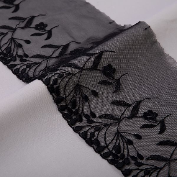 Кружево бельевое эластичное 190 мм / 10 м, черный, Gamma GKME-19001