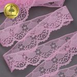 Кружево отделочное в стиле "трикотаж" 40 мм, диз. 278, цв.07 розовый, уп. 27,4 м