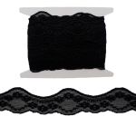 Кружево эластичное (стрейч) 40 мм, черный, 13.71 м