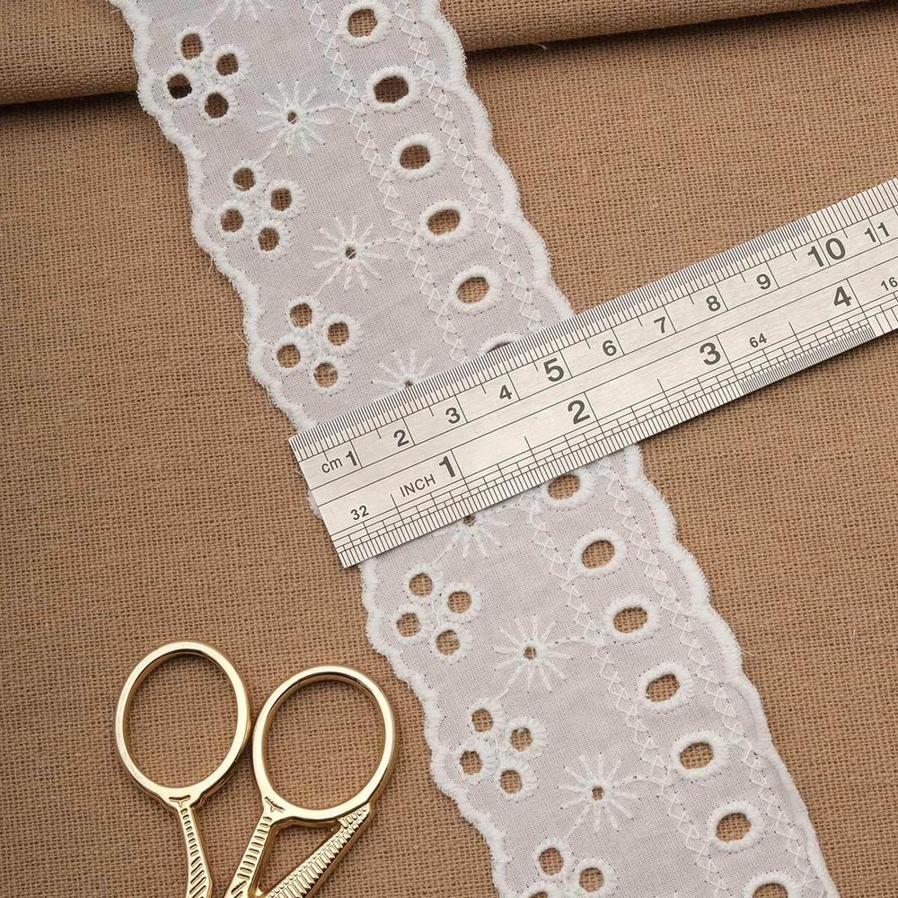 Кружево шитьё 55 мм / 13.7 метров, хлопок, (белый), 3AR2351