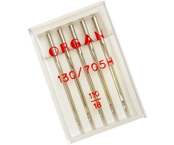 Иглы для швейных машин базовые универсальные 130/705 H, №110, 5 игл, ORGAN