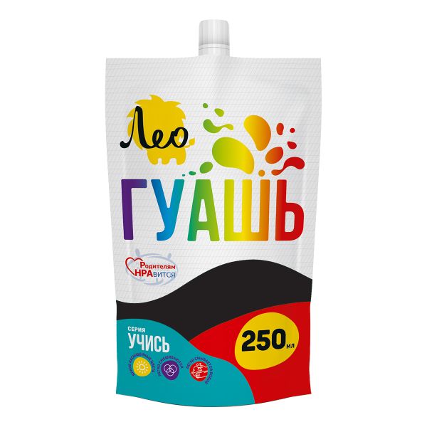 Краска гуашь 250 мл, 806 черная/ black, Лео LGD-250