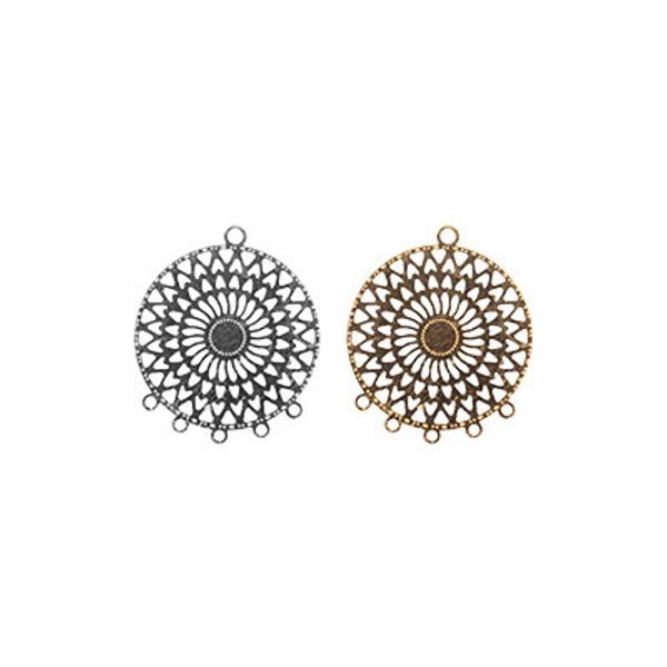 Филигранные элементы для бижутерии 2.2 см, круг с петлями, 4 шт, золото, Zlatka FDP-013