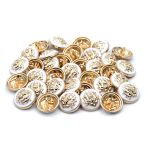 Пуговицы на ножке 28L (18мм), металл (White/G белый с золотом), 36 шт, ME 645