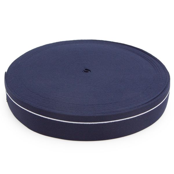 Резинка для мужских трусов и боксеров 35.0 мм / 25 метров, тканая мягкая, 24 г/м, т.синий/белый полоса