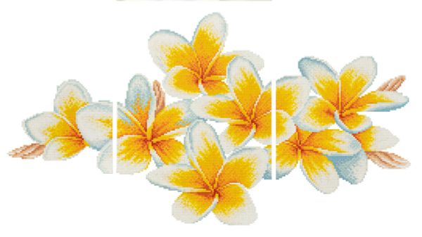 Алмазная (кристальная) мозаика Фрея, Триптих. Плюмерия, 60х36 см