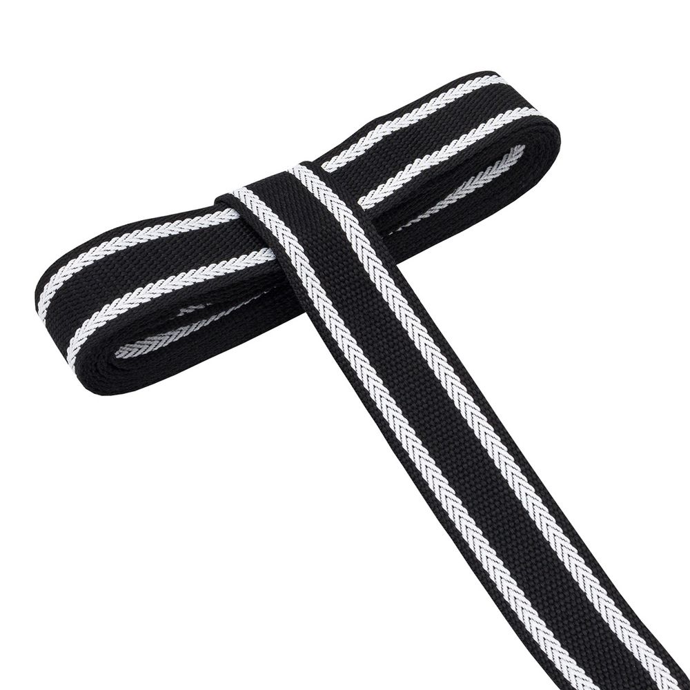 Стропа (ременная лента) 30 мм / 3 метра, [25 г/пог.м], с принтом 2-сторонняя, 1233 черный/белый, 3Al361