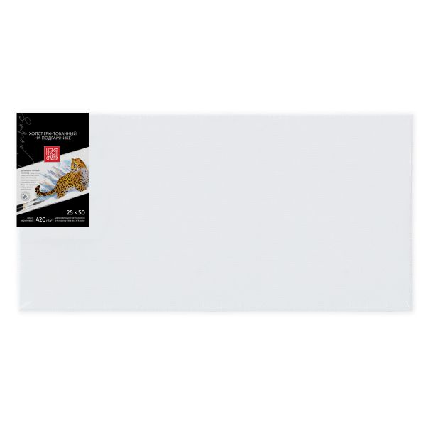 Холст грунтованный на подрамнике 25х50 см, 420 г/м², 2 шт, мелкозернистый, Аква-колор IZO-MCFG-2550