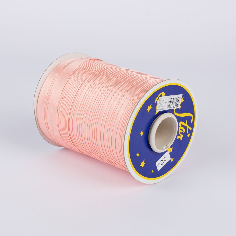 Косая бейка атласная 15 мм / 132±1 метра, В061 персиково-розовый, NGK-15P