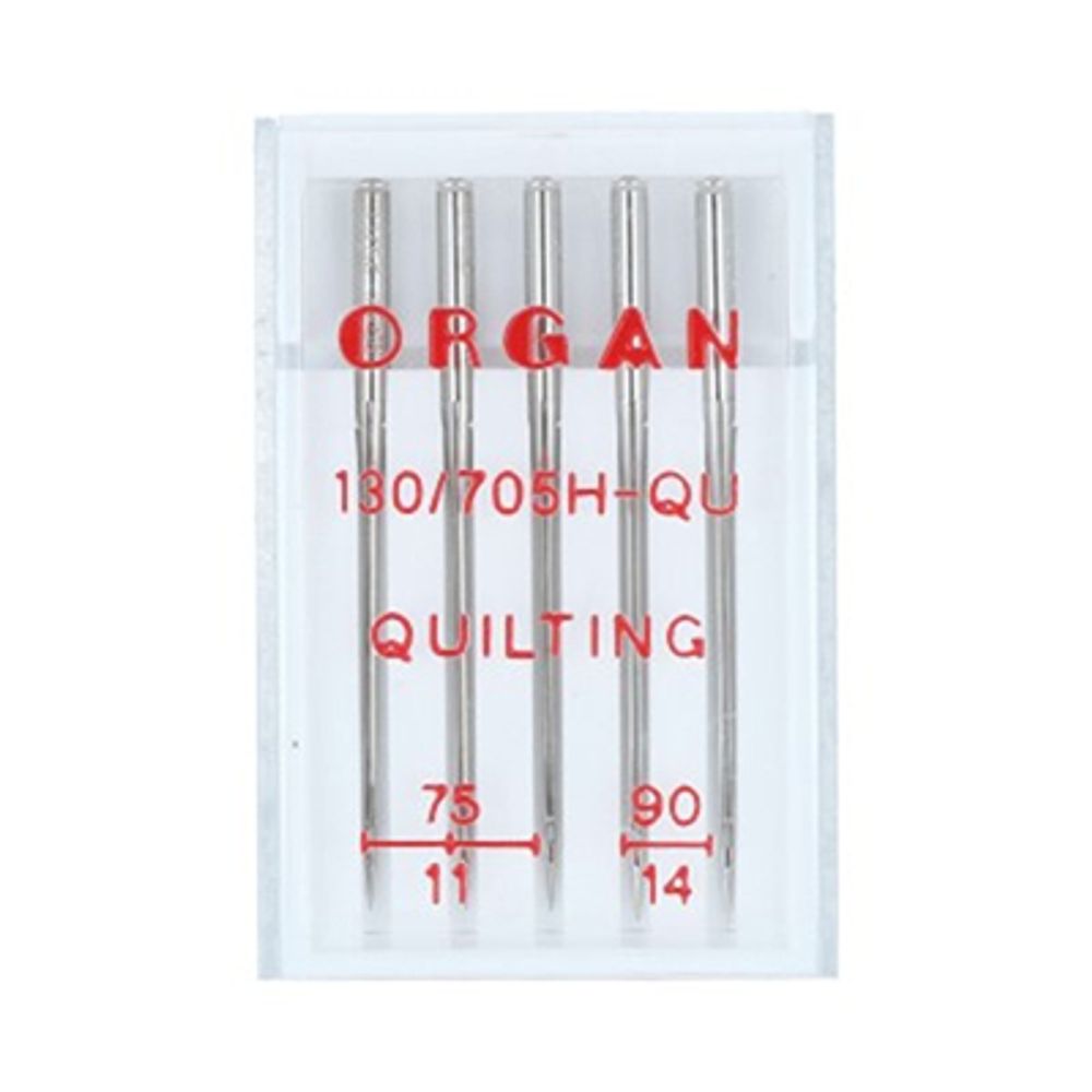 Иглы для швейных машин для квилтинга 130/705 H-QU, №75, №90, 5 игл, в пенале 5430000 ассорти, ORGAN