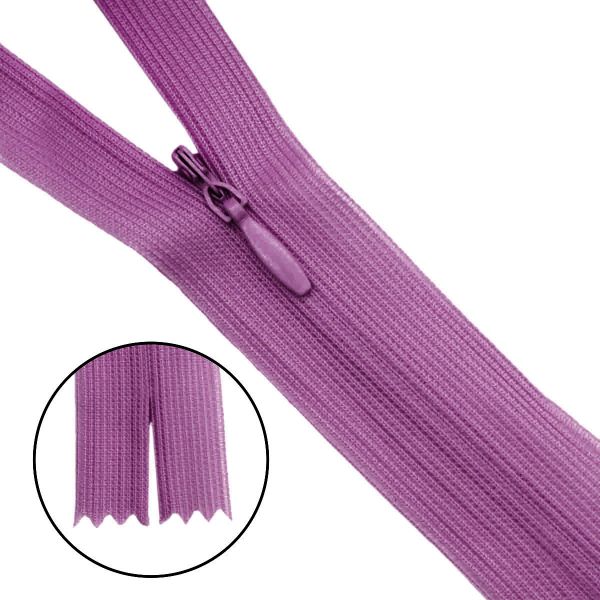 Молния потайная (скрытая) Т3 (3 мм) 1 зам., н/раз., 50 см, нейлон, F172 св.сиреневый, 10 шт