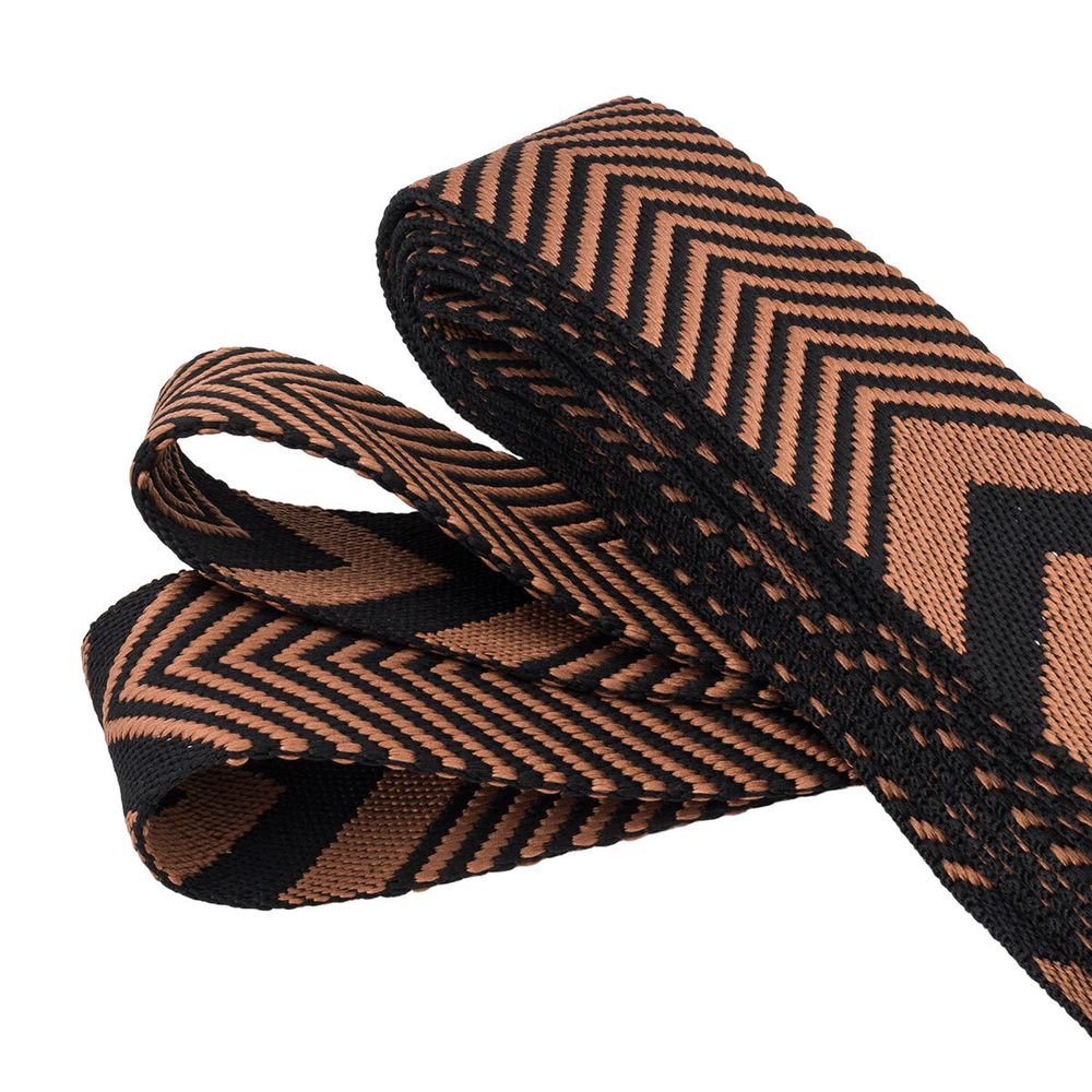 Стропа (ременная лента) 38 мм / 3 метра, [40 г/пог.м], с принтом 2-сторонняя, D169 коричневый/черный, 3Al354