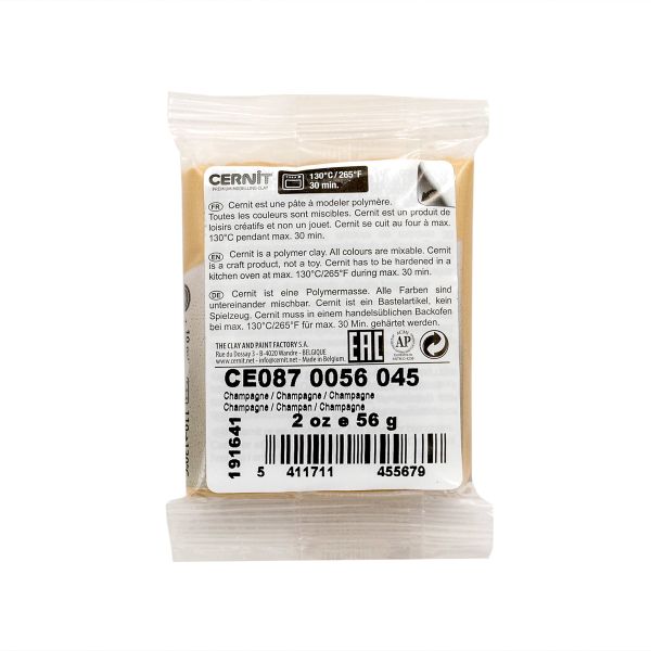 Полимерная глина Cernit Metallic запекаемая, имитация металла 56 гр, 045 шампань