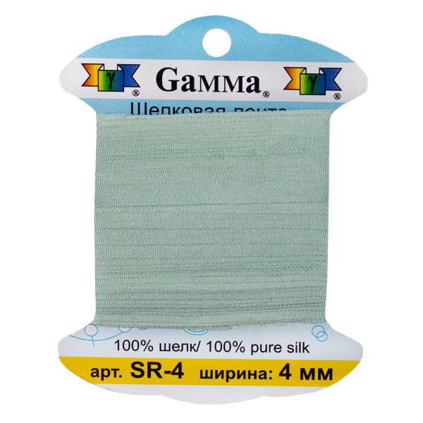 Лента (тесьма) шелковая 4.0 мм / 9.1±0.5 метров, 170/1 бл. бирюзовый, Gamma SR-4