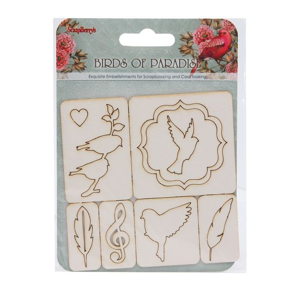 Набор вырубок из чипборда №1 Райские птицы (10х10см), SCB62000110