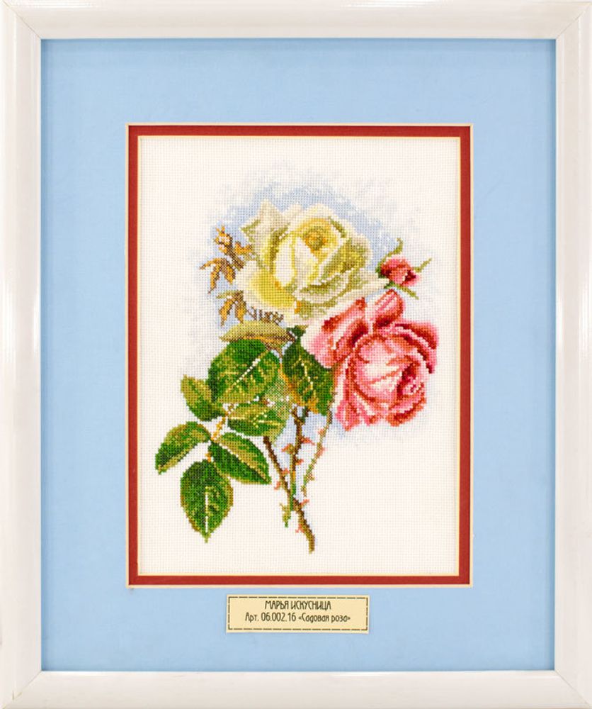 Вышитая картина Марья Искусница, Садовая роза, 20х30 см