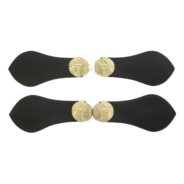 Фурнитура застежка для кардигана кожаная №5 черная 21,5см (золото), 2 шт