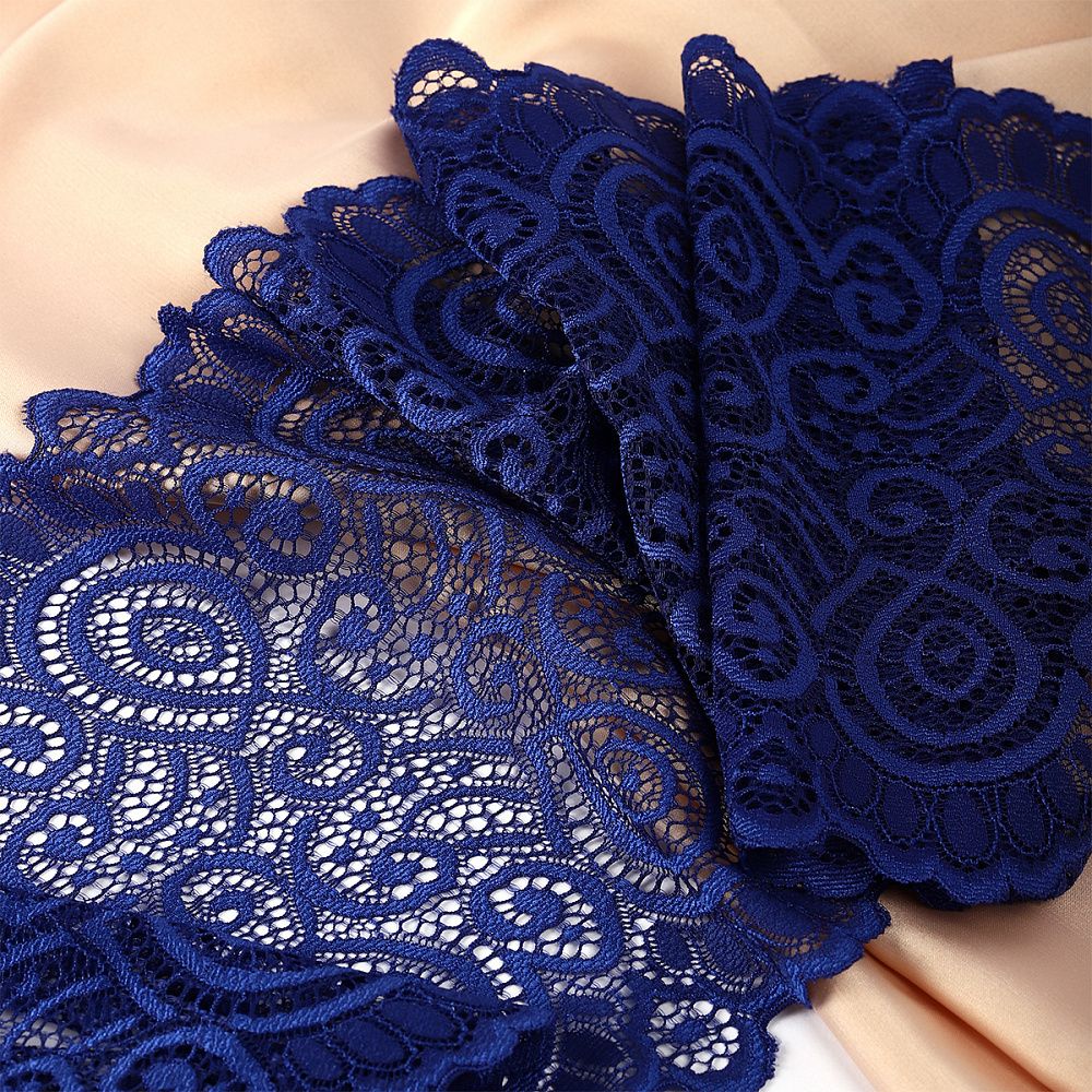 Кружево бельевое эластичное 180 мм / 3 м, TBY.L1351, цв.L1832 синий, Kruzhevo