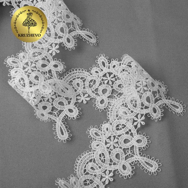 Кружево гипюр (плетёное) 65 мм / 13.71 метров, TBY.16GB2006, цв.1 белый