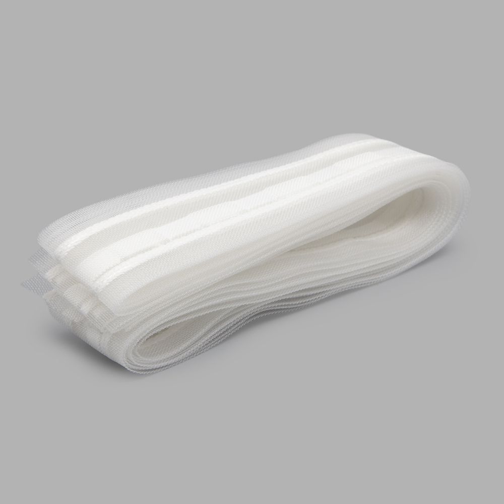 Лента (тесьма) шторная: сборка параллельная (1:2) 40 мм / 5 метров, (1 ряд петель, 2 шнура), прозр., 0С797ПЭ-Р4992В