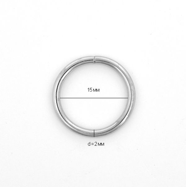 Кольцо разъемное металл in ⌀15 мм (19 мм внешн.), TSW цв. никель уп. 500 шт