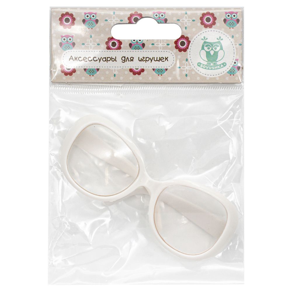 Очки для куклы со стеклом, пластик, 8,5 см, 1шт, белый