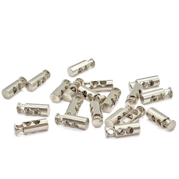 Фиксатор (зажим) для шнура металл 2 отв., 8х23 мм, никель, 20 шт