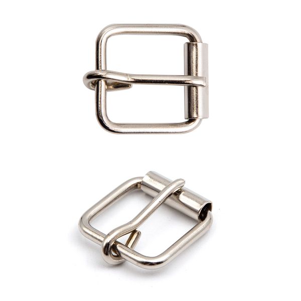 Пряжка ременная металл 20 мм (26х26 мм, d-3 мм), роликовая, никель, 10 шт