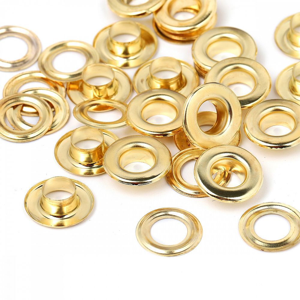 Люверсы металл ⌀9.2 мм (внутр.), h6.32 мм, №24, сталь, золото, 100 шт, New Star