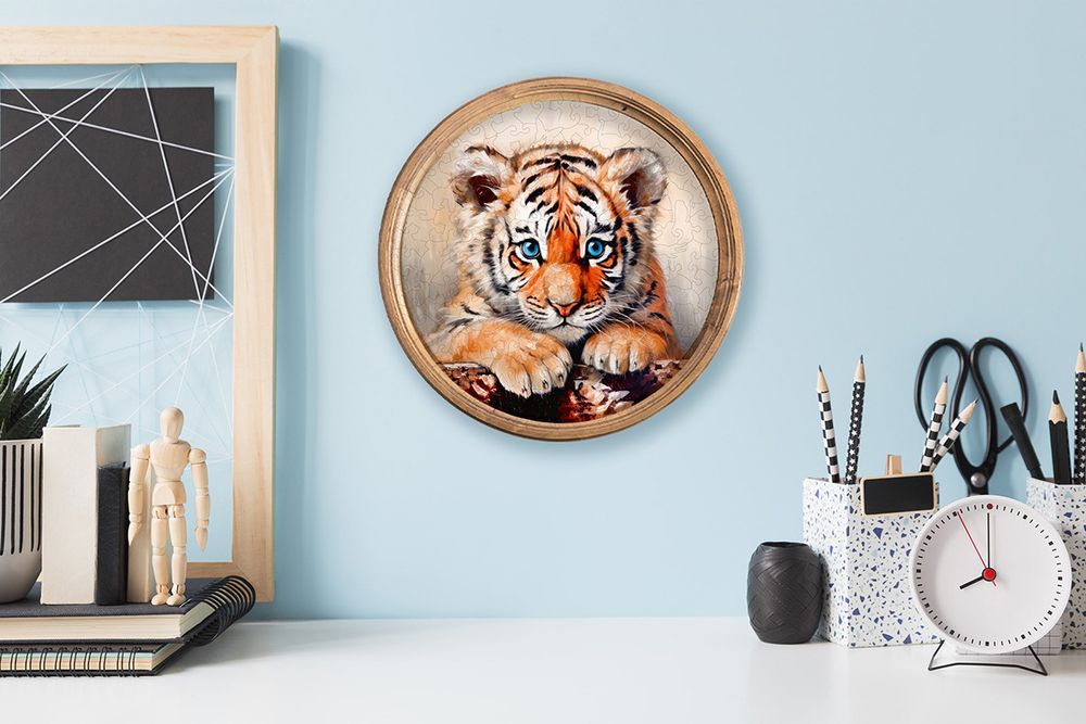 Пазл фигурный деревянный Застенчивый тигренок 153 элементов, Фрея PZLF-015