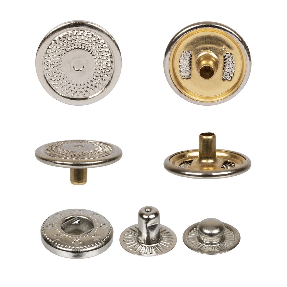 Кнопка Альфа (S-образная) ⌀15.0 мм, 36 шт, металл, нерж., 04 никель, MIKRON JK 006