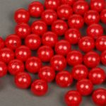 Бусины пластик (перламутр) ⌀12 мм, цв.058 красный, уп.50г (53 шт), Magic4Hobby