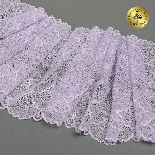 Кружево эластичное (стрейч) 8034 195мм цв.F165 нежная сирень, 10 метров, Kruzhevo