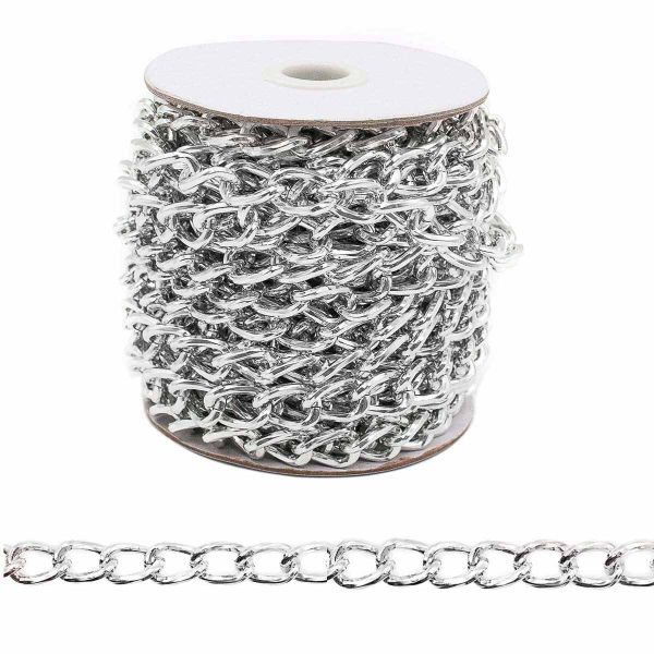 Цепь декоративная алюминий 18х11.8 мм, 10 метров, никель