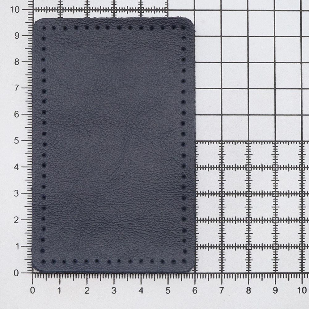 Заплатки пришивные из кожи, прямоугольник 6х9,6см с перфорацией, 2 шт, 100% кожа, 05 темно-синий, 9113