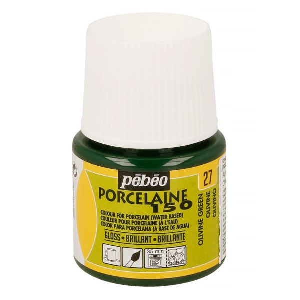 Краска по фарфору и керамике (под обжиг) глянцевая Porcelaine 150 45 мл, 024-027 оливковый, Pebeo