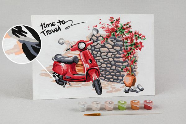 Картина по номерам Фрея, на картоне Красный скутер, 20х30 см