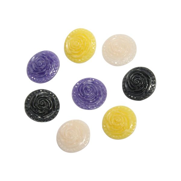 Украшения декоративные пуговицы Розочки, набор 4 цвета, 8 шт (микс 7)