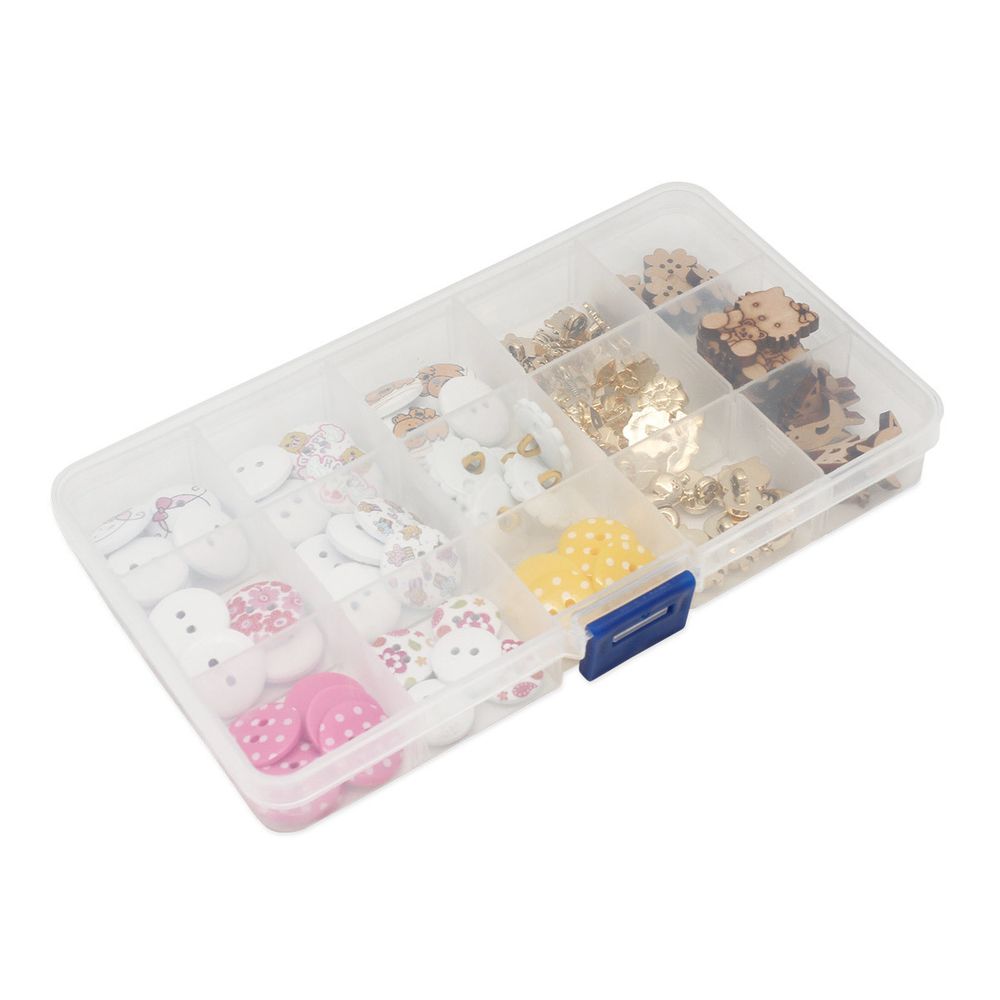 Украшения декоративные пуговицы в контейнере для девочки, 84 шт