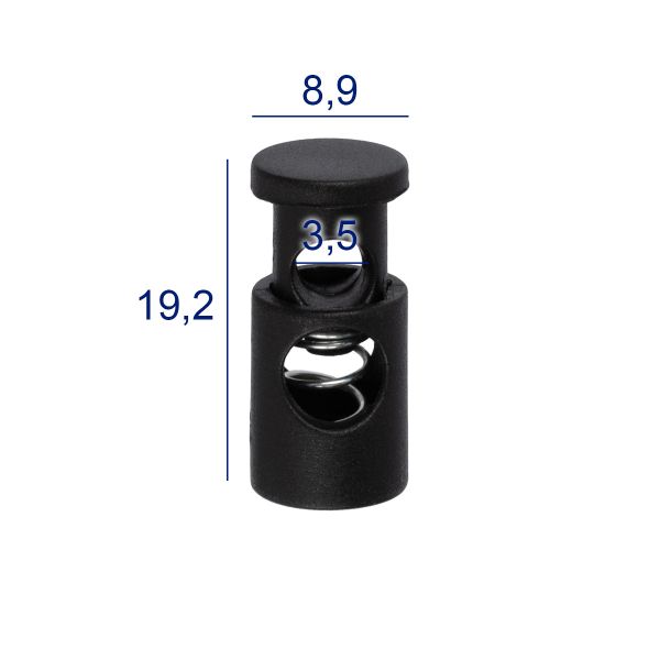 Фиксатор (зажим) для шнура пластик 1 отв., ⌀3.5 мм, 24 шт, №01 черный, Micron A 2215S