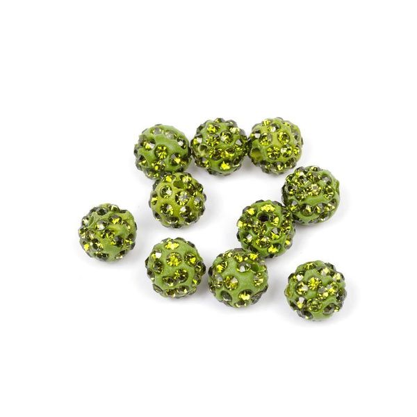 Бусины шамбала ⌀10 мм, цв. 034 зеленый, 10 шт