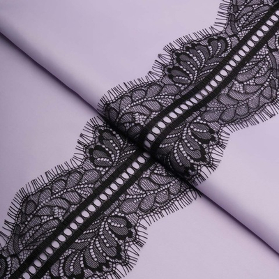 Кружево шантильи (реснички) на сетке 105 мм / 30 метров, черный, 3AR1277