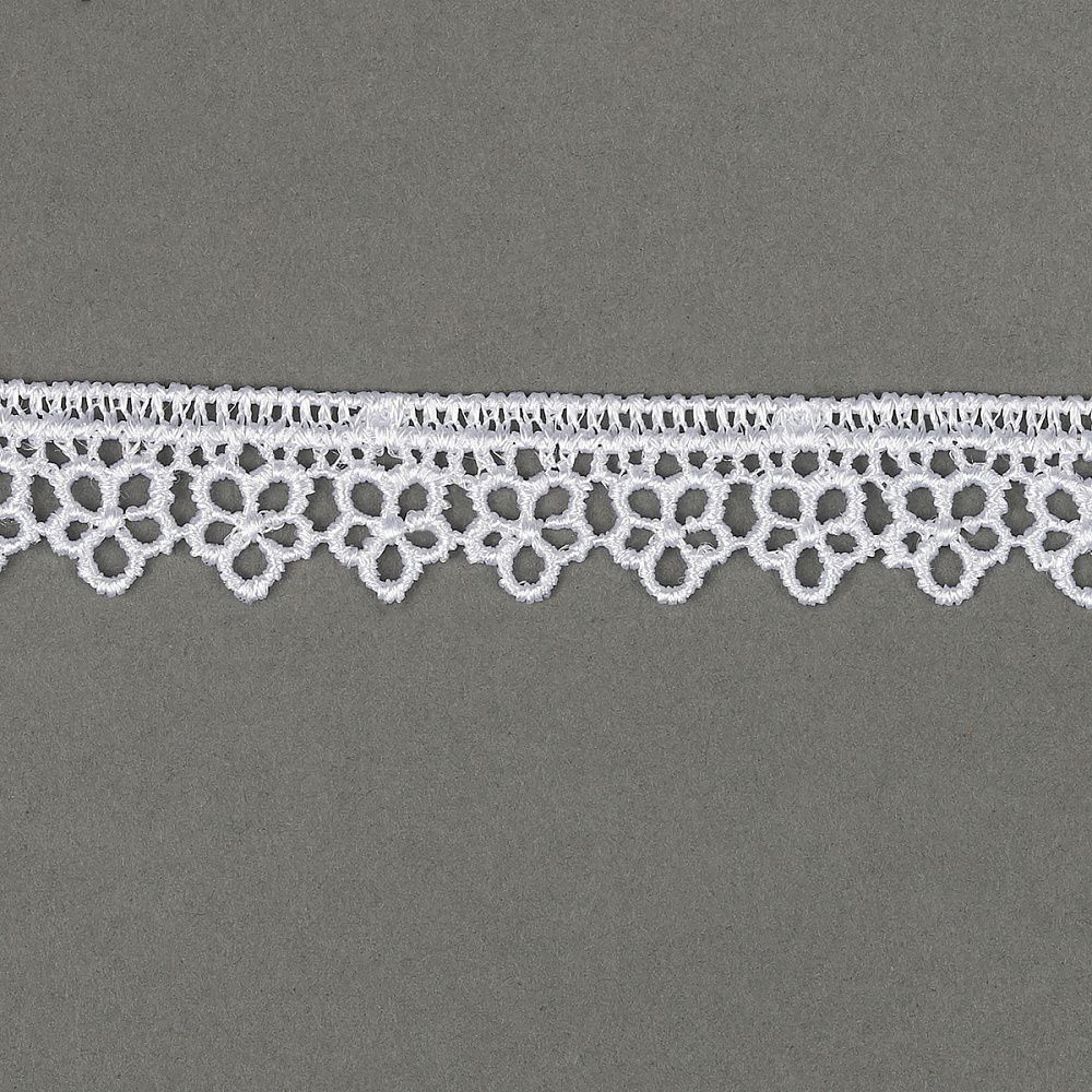 Кружево гипюр (плетёное) 15 мм диз.8GB0731 цв.01 белый, уп.9м, Kruzhevo
