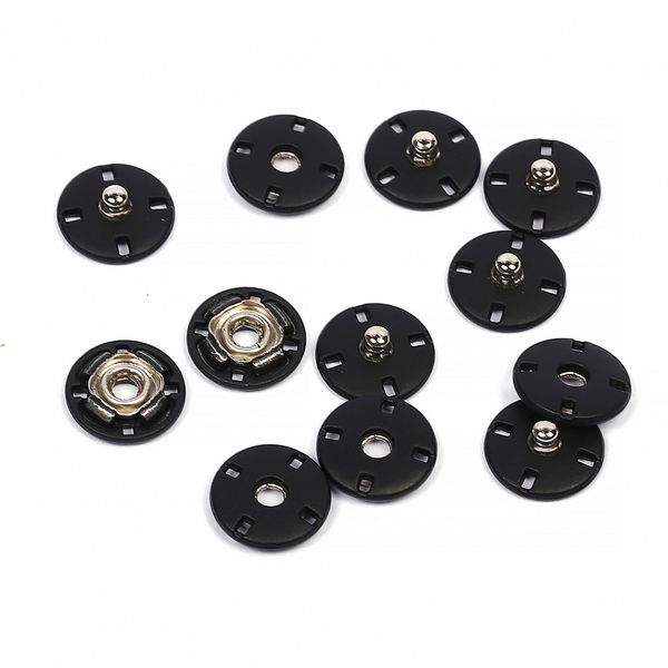 Кнопка пришивная металл ⌀10.0 мм, S0004, цв.черный матовый, 20 шт, TBY