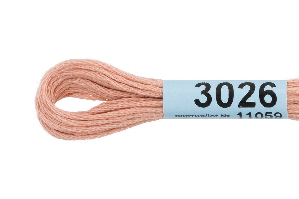 Мулине Gamma 100% хлопок, цв.3026 персик, 24 мотка по 8 метров