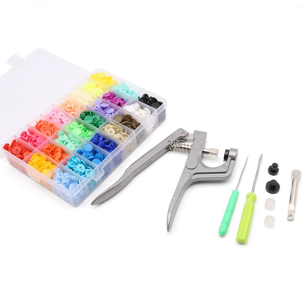 Сет №1, mini, пластиковые кнопки, цвета в ассортименте, 360 шт и ручной пресс, New Star