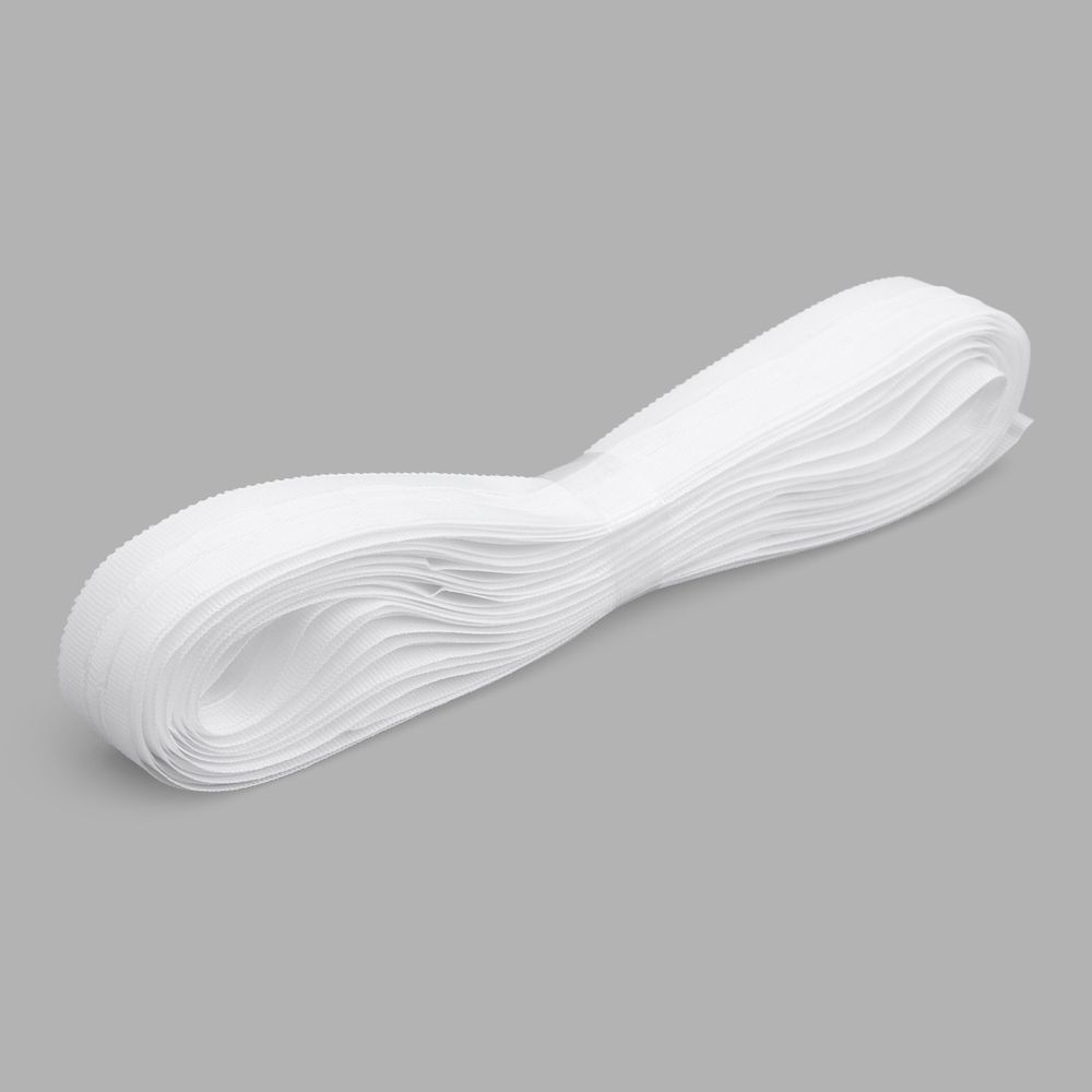 Лента (тесьма) шторная: сборка параллельная 25 мм / 10 метров, (1 ряд петель, 2 шнура), белый ТУ, (C18)