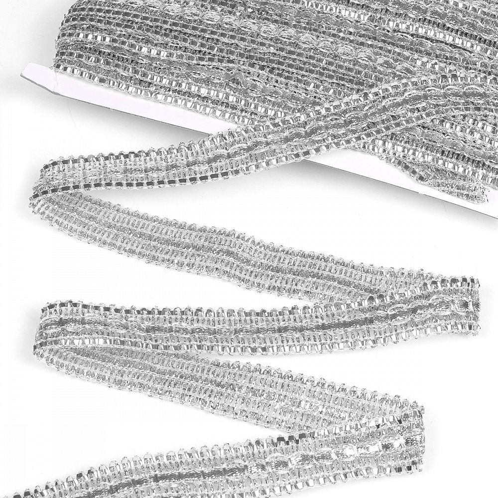 Тесьма отделочная 25 мм, 10880 цв.серебро уп.13.71м