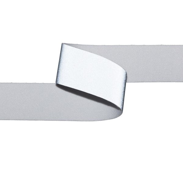 Лента светоотражающая (катафотная) эластичная [cpl:420], 25 мм / 25 метров, 92% п/э, 8% спандекс, серебро, Gamma JF9600